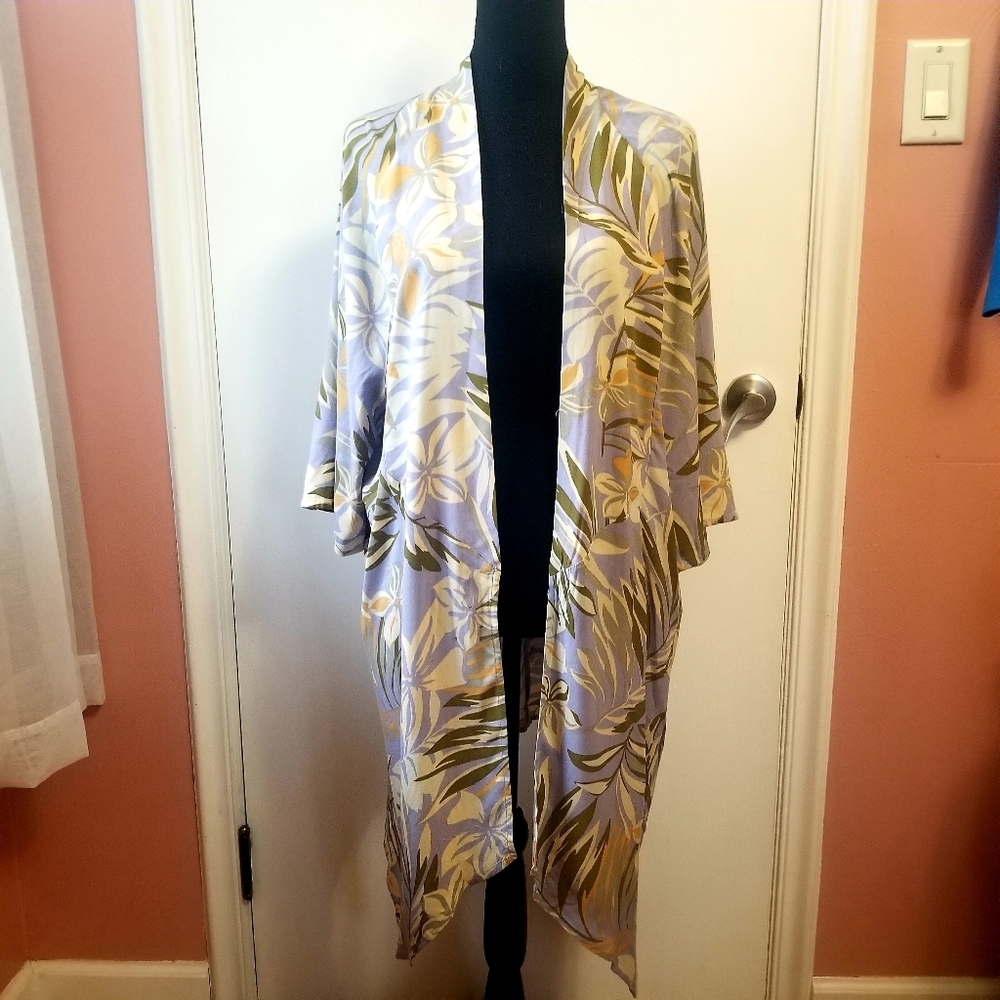 PATRONS OF PEACE Floral Print Kimono Cover Up Swim Small